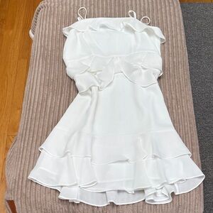 Parker White Ruffle Dress